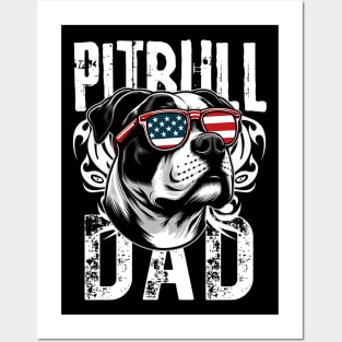 USA Flag Pitbull Dad Posters and Art